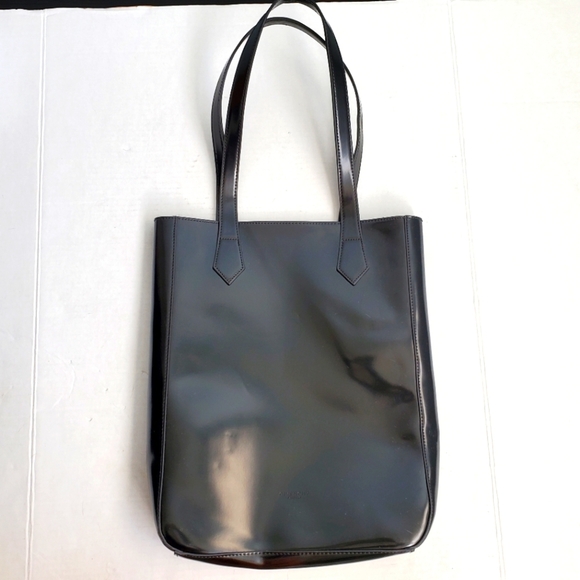 GIVENCHY Parfums Black Faux Leather Shoppers Tote Very Good Pre Owned Condition - Picture 1 of 12